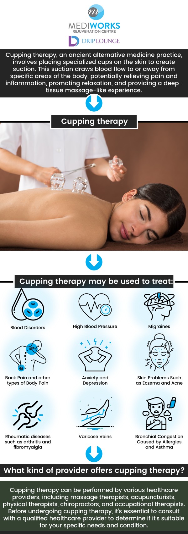 Cupping is a safe, traditional treatment that helps resolve chronic muscle tightness and pain. Are you looking for a trusted cupping therapy provider? If so, then your search is over, at Mediworks Rejuvenation Centre we have experienced and committed medical professionals to help you ease your pain. Contact us today for more information or schedule an appointment online. We are conveniently located at Unit #103 – 15222 32nd Avenue Diversion, Surrey, BC V3Z 0R8, Canada. Cupping is a safe, traditional treatment that helps resolve chronic muscle tightness and pain. Are you looking for a trusted cupping therapy provider? If so, then your search is over, at Mediworks Rejuvenation Centre we have experienced and committed medical professionals to help you ease your pain. Contact us today for more information or schedule an appointment online. We are conveniently located at Unit #103 – 15222 32nd Avenue Diversion, Surrey, BC V3Z 0R8, Canada.